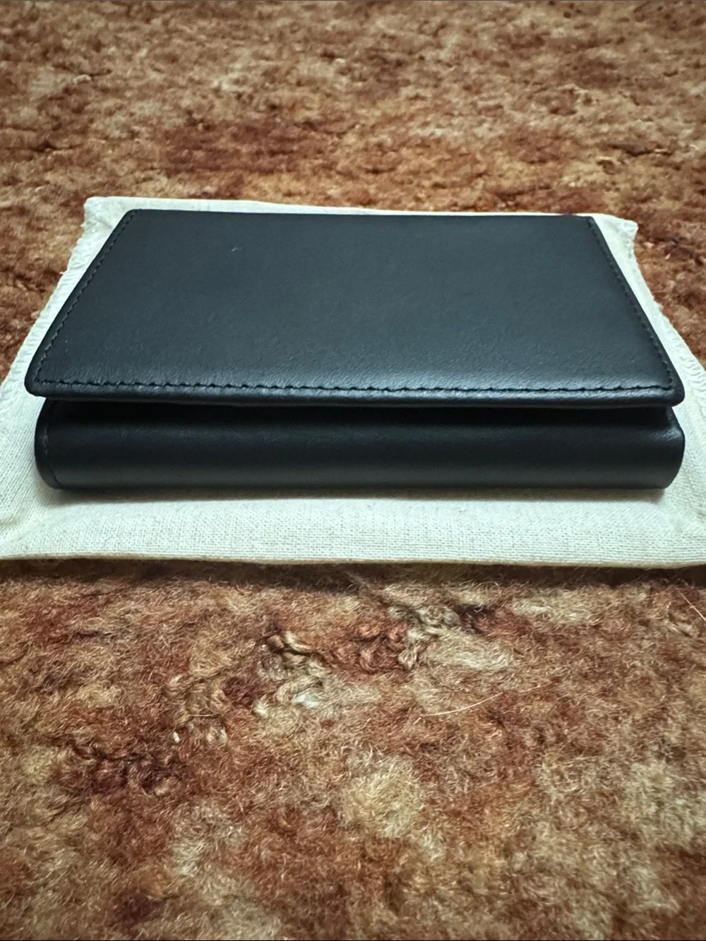 Stay Fine Men's Black Top Grain Leather Trifold Wallet